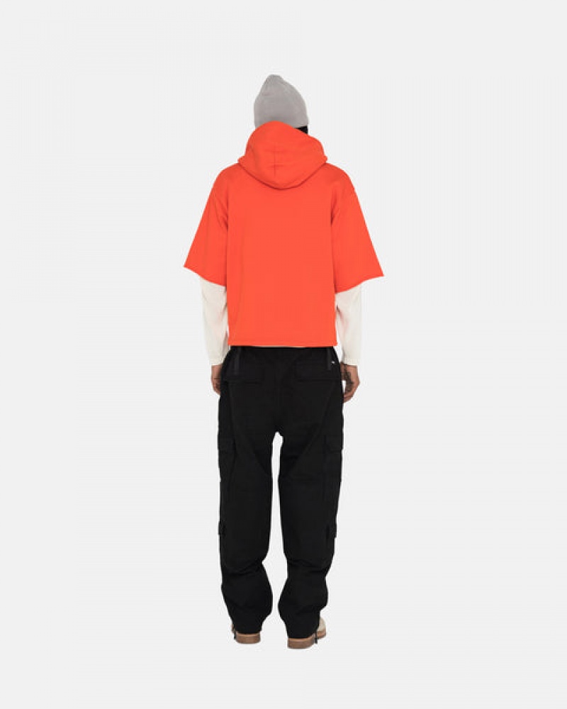 Stussy Ss Boxy Cropped Hoodie Men Hoodie Deep Orange | TGS-5048