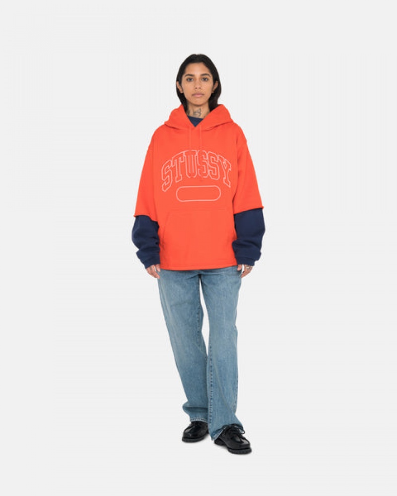 Stussy Ss Boxy Cropped Hoodie Men Hoodie Deep Orange | TGS-5048