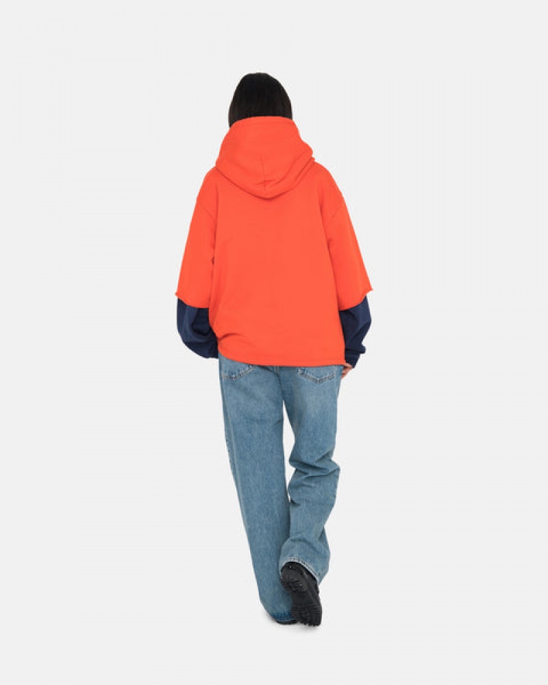 Stussy Ss Boxy Cropped Hoodie Men Hoodie Deep Orange | TGS-5048