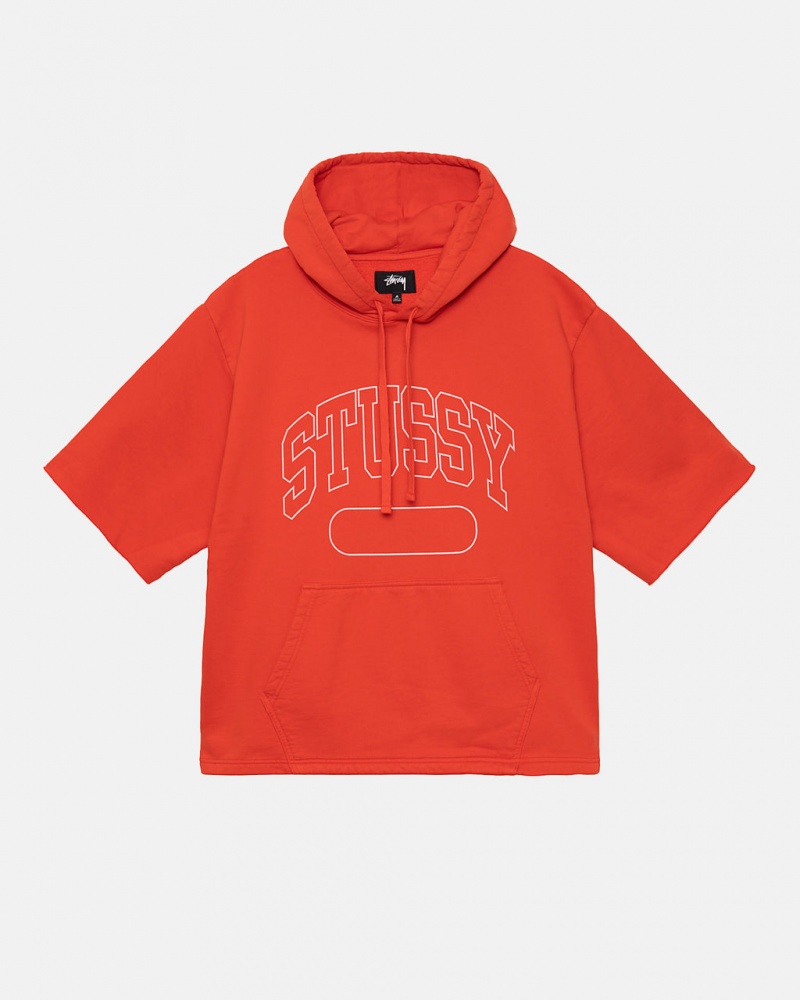 Stussy Ss Boxy Cropped Hoodie Men Hoodie Deep Orange | TGS-5048