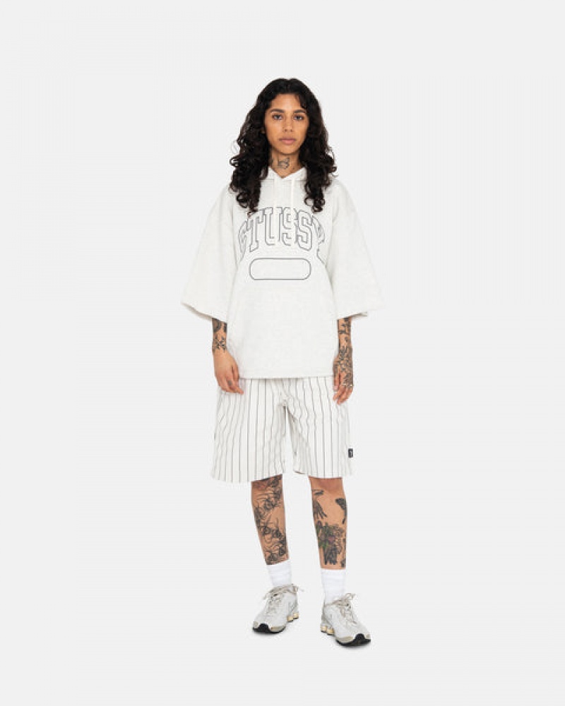 Stussy Ss Boxy Cropped Hoodie Women Hoodie Grey | UEO-0158