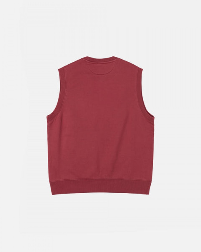 Stussy Stock Fleece Vest Men Sweatshirts Burgundy | CSD-6244