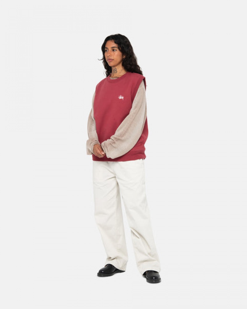 Stussy Stock Fleece Vest Men Sweatshirts Burgundy | CSD-6244