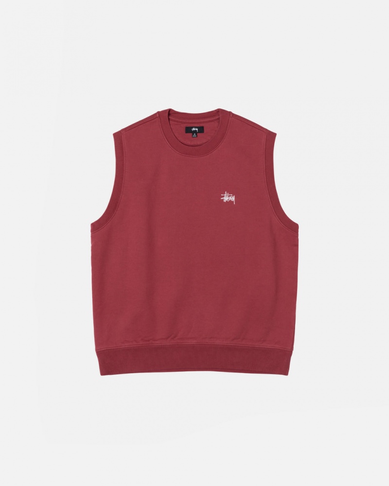 Stussy Stock Fleece Vest Men Sweatshirts Burgundy | CSD-6244