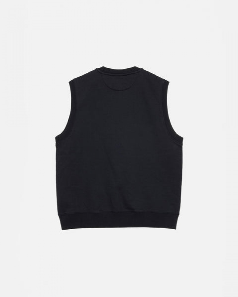 Stussy Stock Fleece Vest Women Sweatshirts Black | WKY-5753