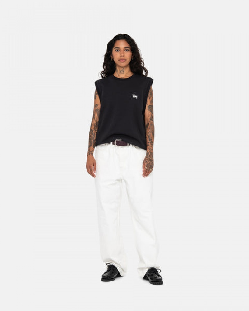 Stussy Stock Fleece Vest Women Sweatshirts Black | WKY-5753