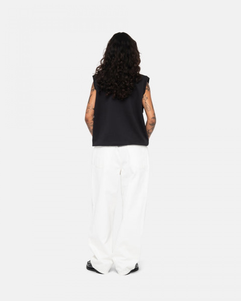 Stussy Stock Fleece Vest Women Sweatshirts Black | WKY-5753