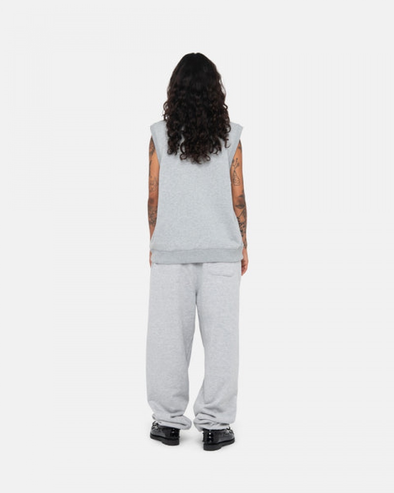 Stussy Stock Fleece Vest Women Sweatshirts Grey | TWF-5999