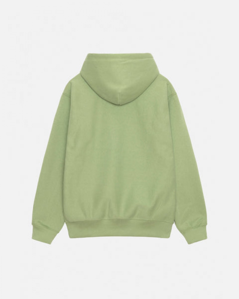 Stussy Stock Logo Applique Hood Men Sweatshirts Green | TQY-4044