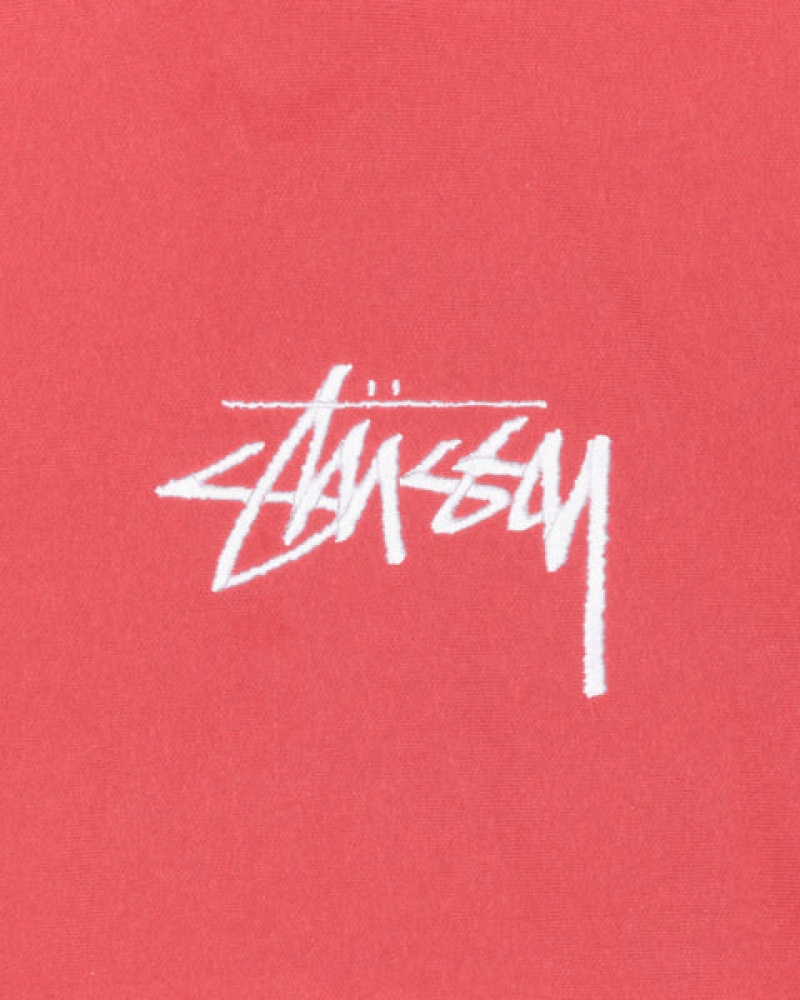 Stussy Stock Logo Applique Hood Men Sweatshirts Red | CWB-8027