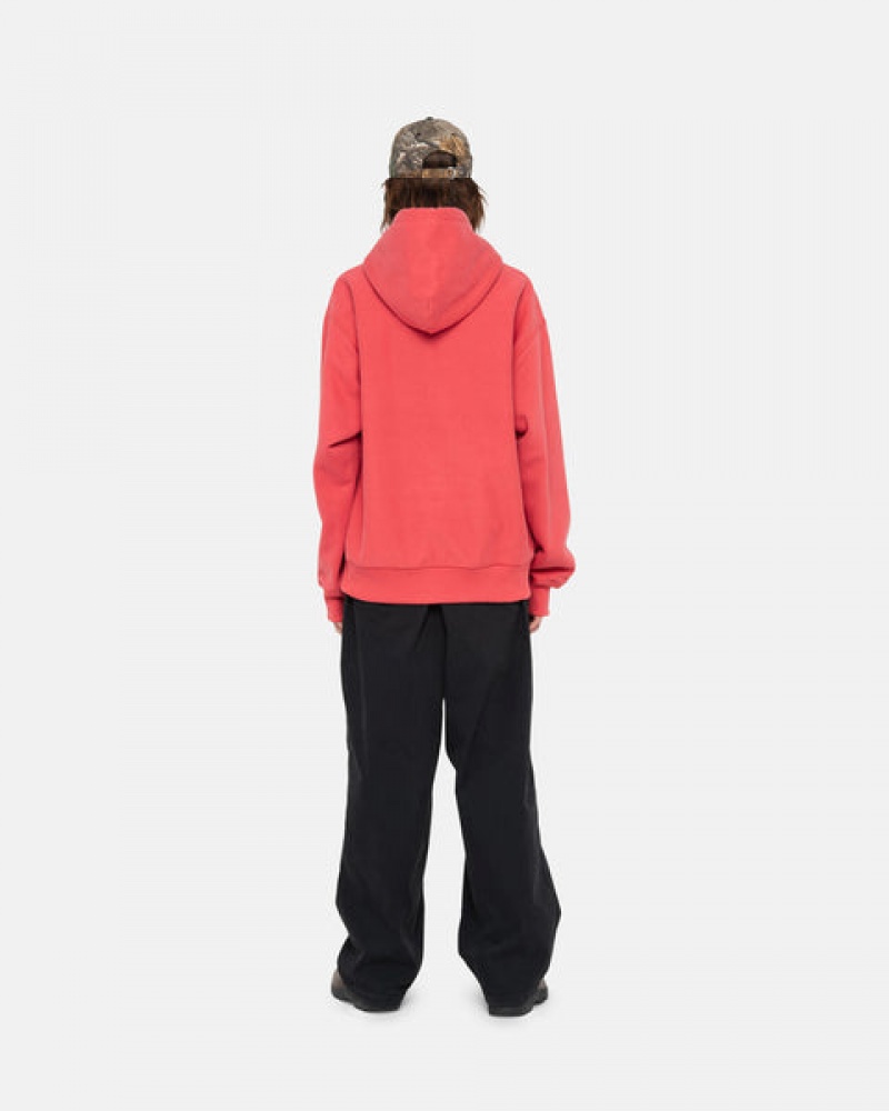 Stussy Stock Logo Applique Hood Men Sweatshirts Red | CWB-8027