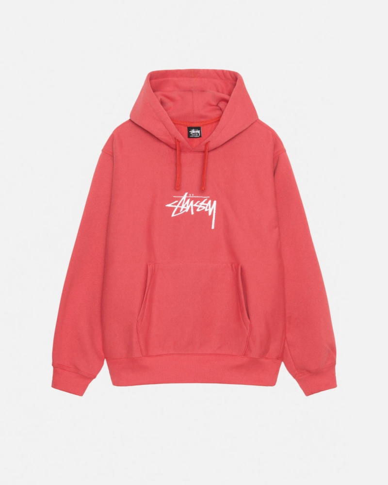 Stussy Stock Logo Applique Hood Men Sweatshirts Red | CWB-8027