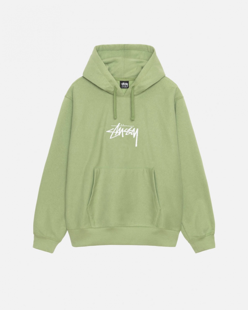 Stussy Stock Logo Applique Hood Women Sweatshirts Green | XPB-2892