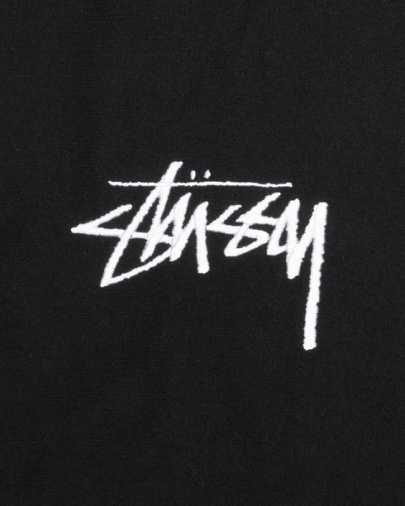 Stussy Stock Logo Applique Hoodie Men Hoodie Black | HFU-8552