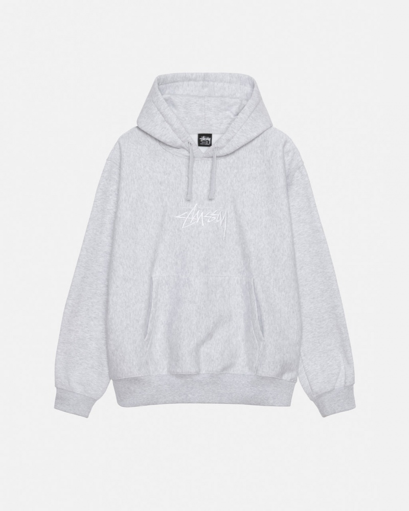 Stussy Stock Logo Applique Hoodie Women Hoodie Grey | OMD-3245