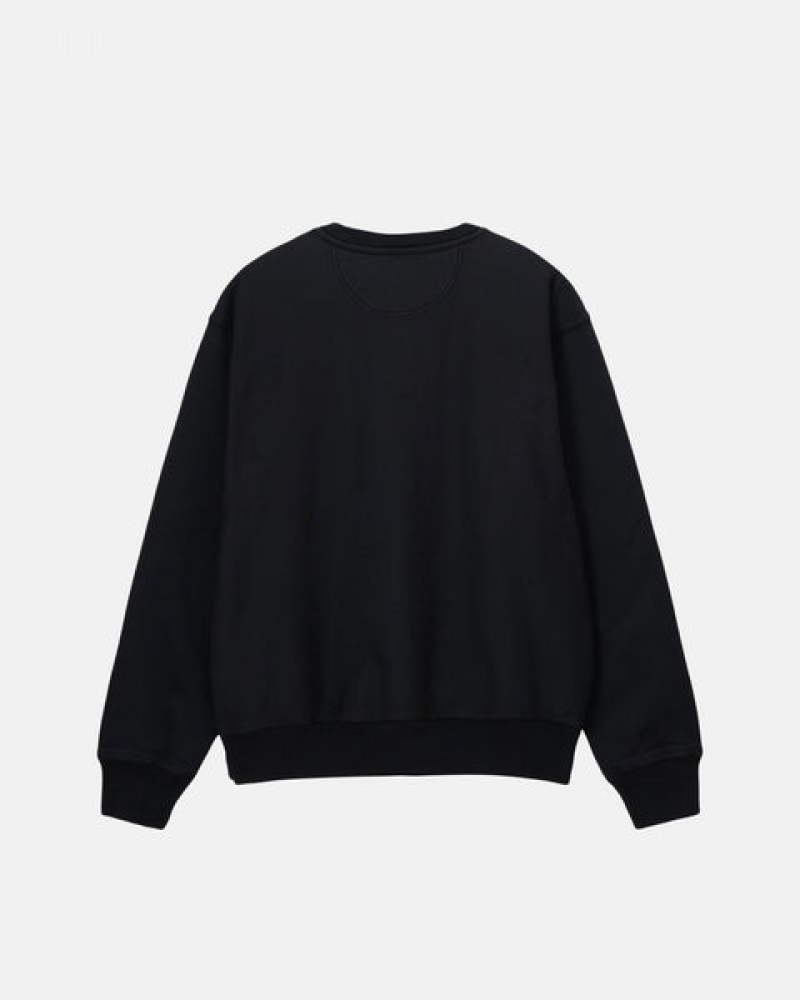 Stussy Stock Logo Crew Men Sweatshirts Black | UMA-3897