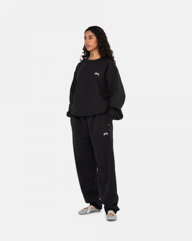 Stussy Stock Logo Crew Men Sweatshirts Black | UMA-3897