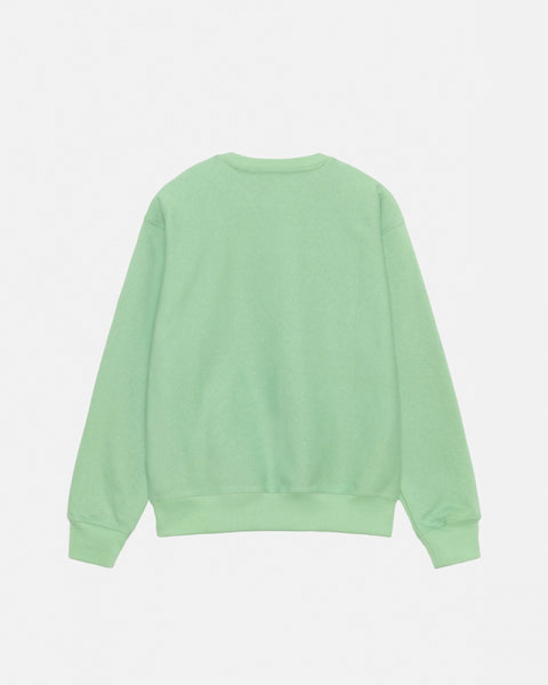 Stussy Stock Logo Crew Men Sweatshirts Green | WMU-9062