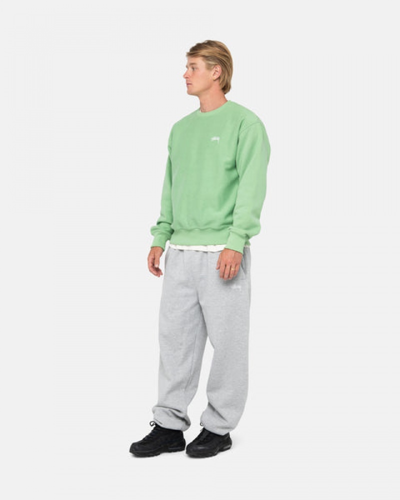 Stussy Stock Logo Crew Men Sweatshirts Green | WMU-9062