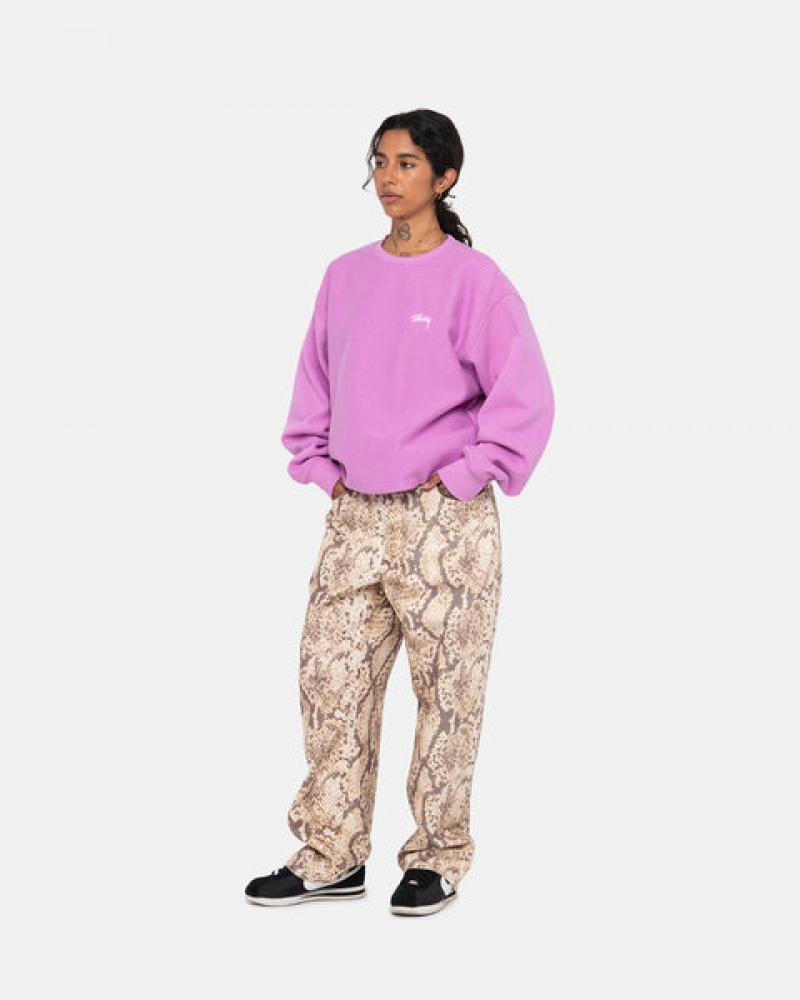 Stussy Stock Logo Crew Women Sweatshirts Purple | QYE-0708