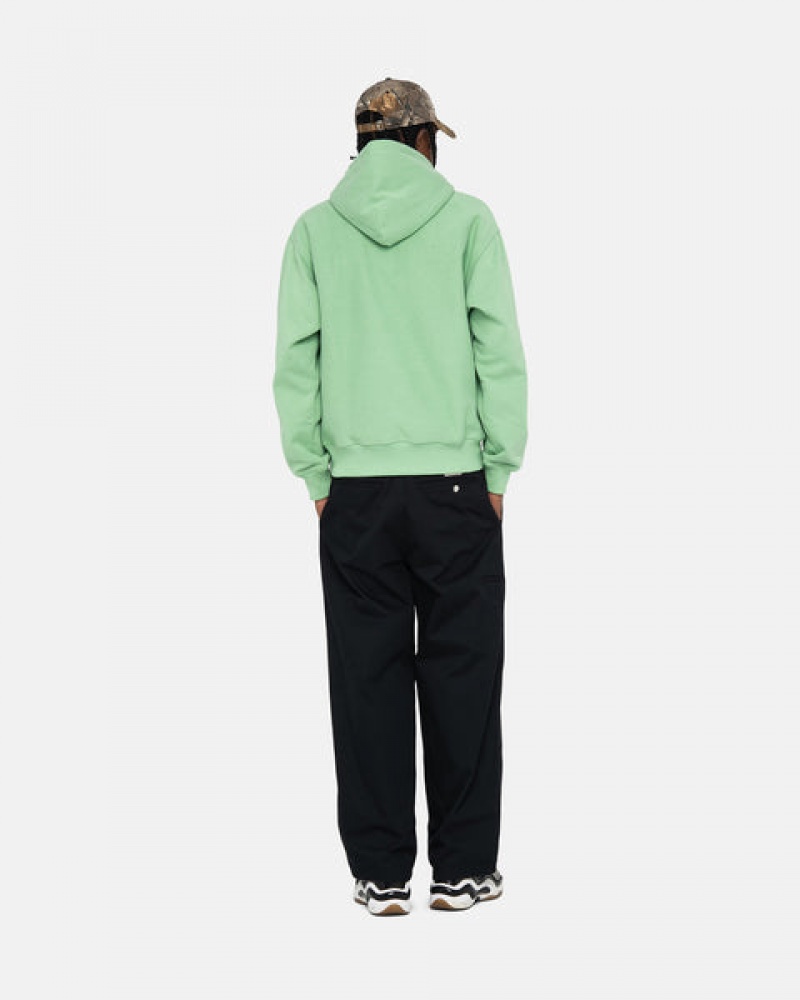 Stussy Stock Logo Hood Men Sweatshirts Green | TYN-5879