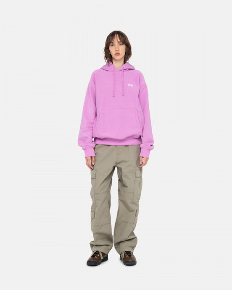 Stussy Stock Logo Hood Men Sweatshirts Purple | RET-5807