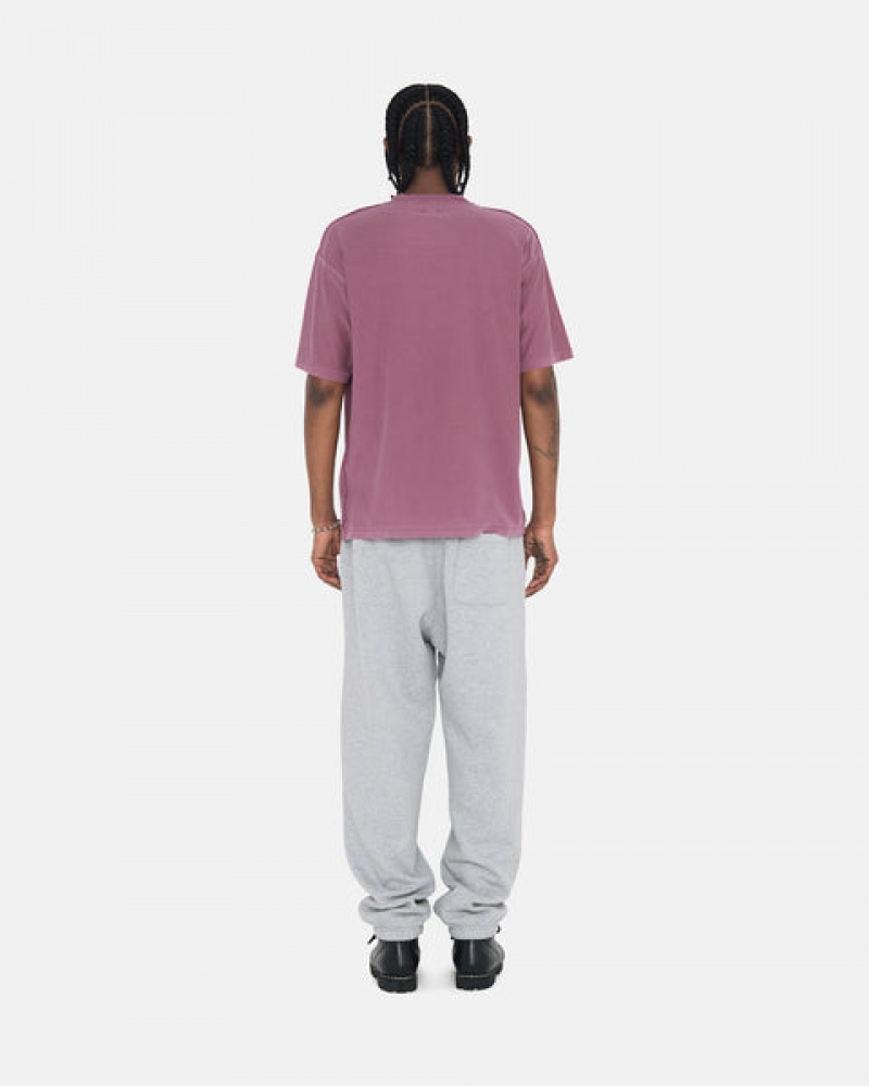 Stussy Stock Logo Sweatpant Men Sweatpants Grey | BCX-1198