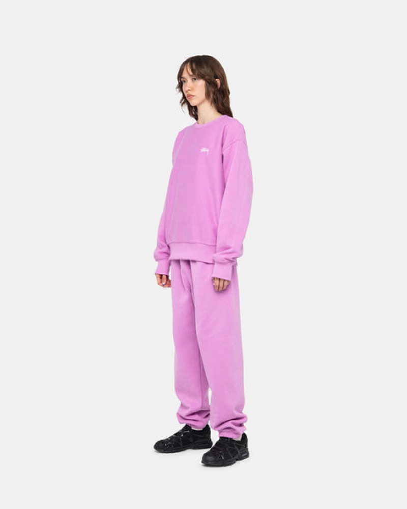 Stussy Stock Logo Sweatpant Men Sweatpants Purple | ZAL-2082