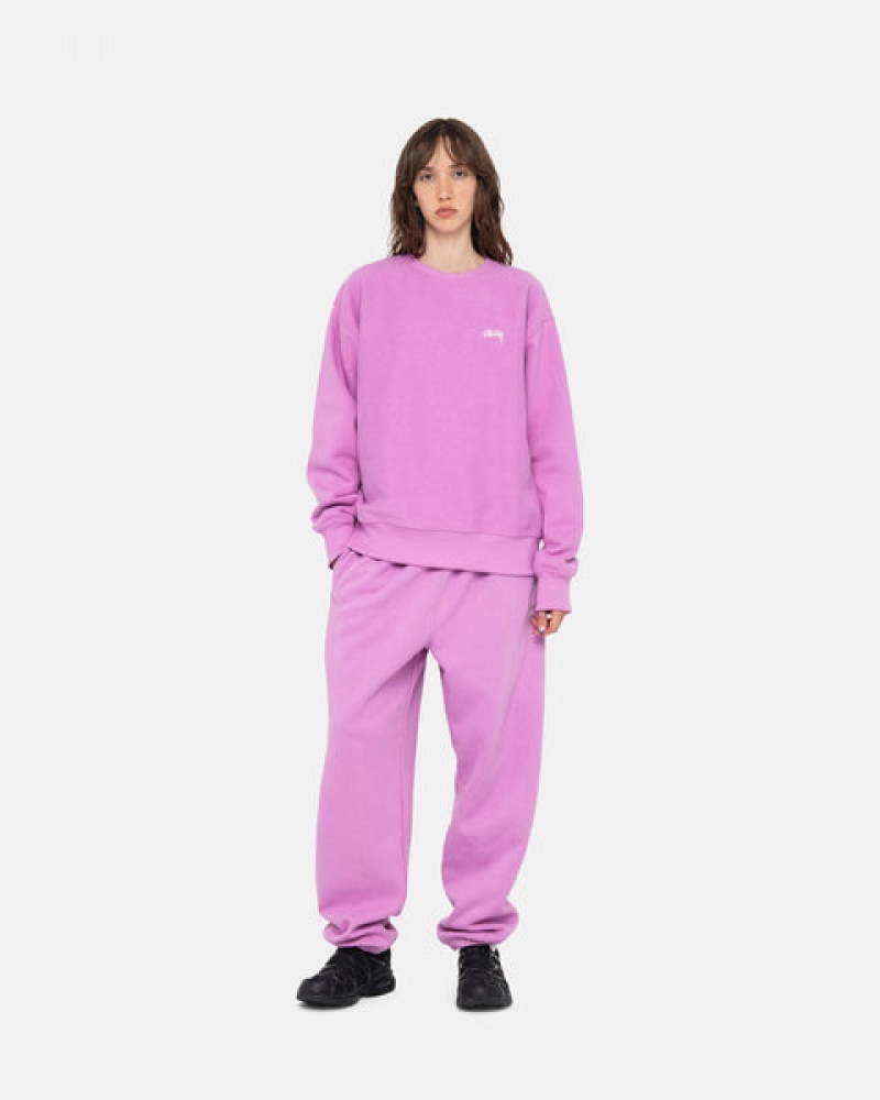 Stussy Stock Logo Sweatpant Men Sweatpants Purple | ZAL-2082