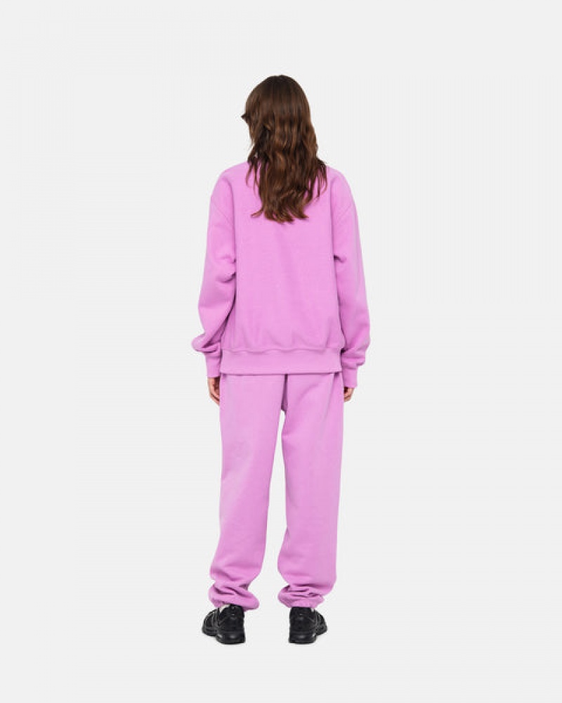 Stussy Stock Logo Sweatpant Men Sweatpants Purple | ZAL-2082