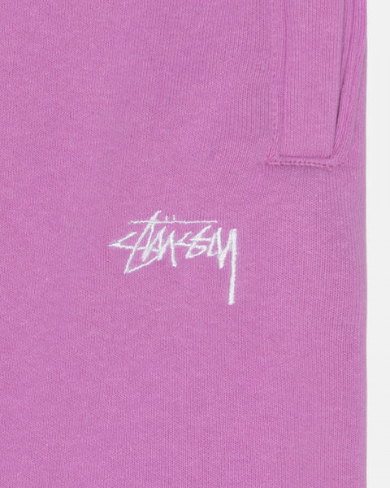 Stussy Stock Logo Sweatpant Men Sweatpants Purple | ZAL-2082