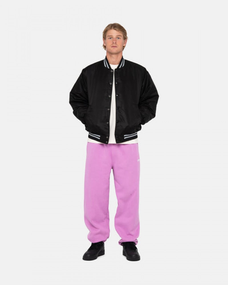 Stussy Stock Logo Sweatpant Men Sweatpants Purple | ZAL-2082