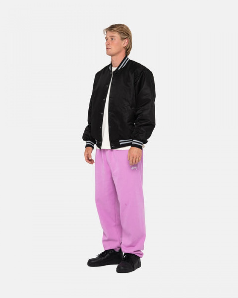 Stussy Stock Logo Sweatpant Men Sweatpants Purple | ZAL-2082