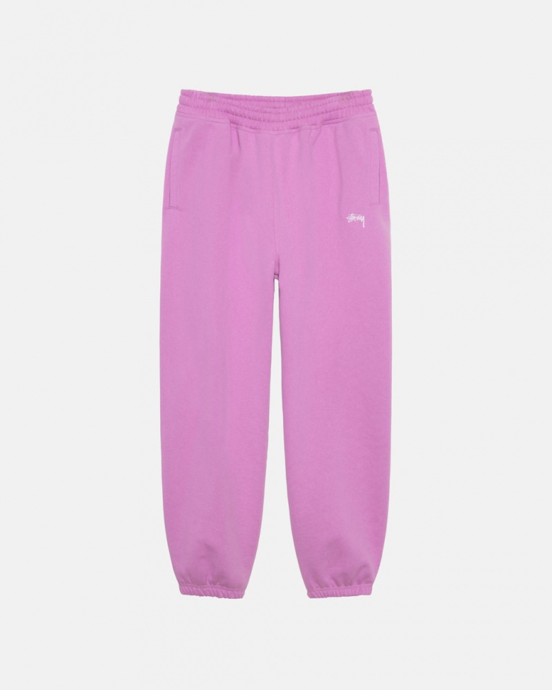 Stussy Stock Logo Sweatpant Men Sweatpants Purple | ZAL-2082