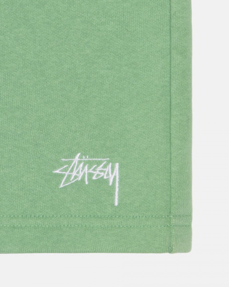 Stussy Stock Logo Sweatshort Men Shorts Green | IEJ-5347