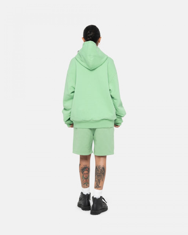 Stussy Stock Logo Sweatshort Men Sweatshorts Green | SLT-2803