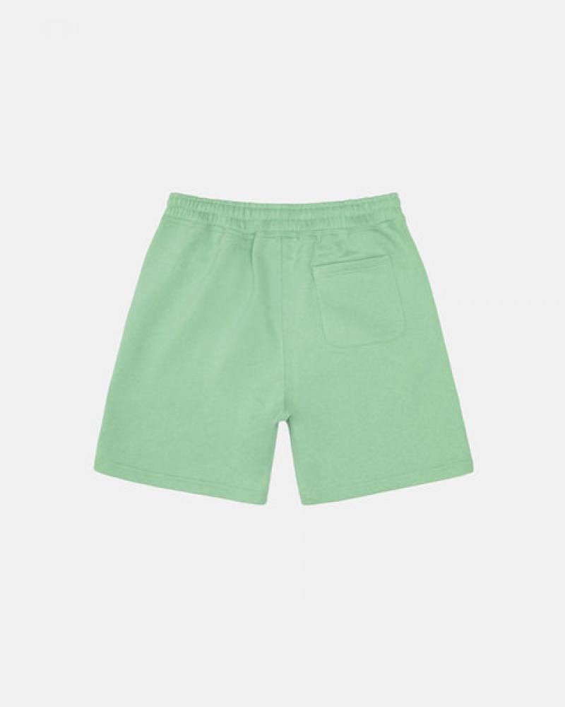 Stussy Stock Logo Sweatshort Men Sweatshorts Green | SLT-2803