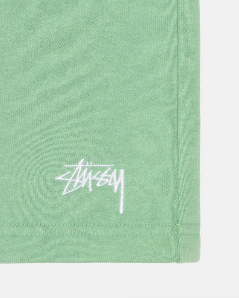 Stussy Stock Logo Sweatshort Men Sweatshorts Green | SLT-2803