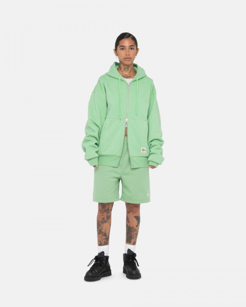 Stussy Stock Logo Sweatshort Men Sweatshorts Green | SLT-2803