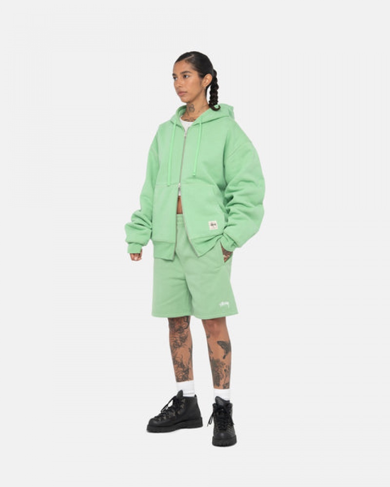 Stussy Stock Logo Sweatshort Men Sweatshorts Green | SLT-2803