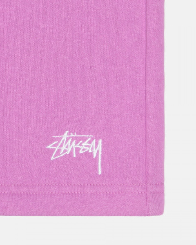 Stussy Stock Logo Sweatshort Men Sweatshorts Purple | COO-0322