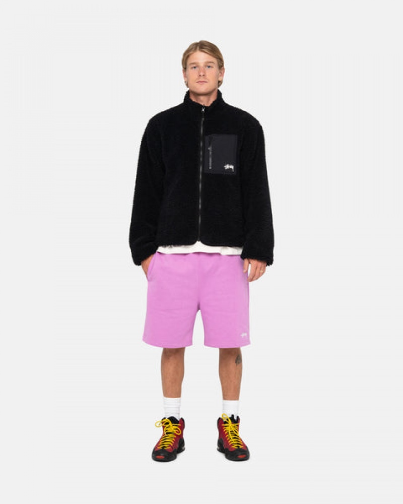 Stussy Stock Logo Sweatshort Men Sweatshorts Purple | COO-0322