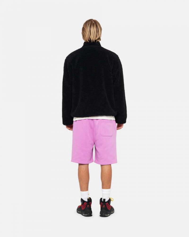 Stussy Stock Logo Sweatshort Men Sweatshorts Purple | COO-0322