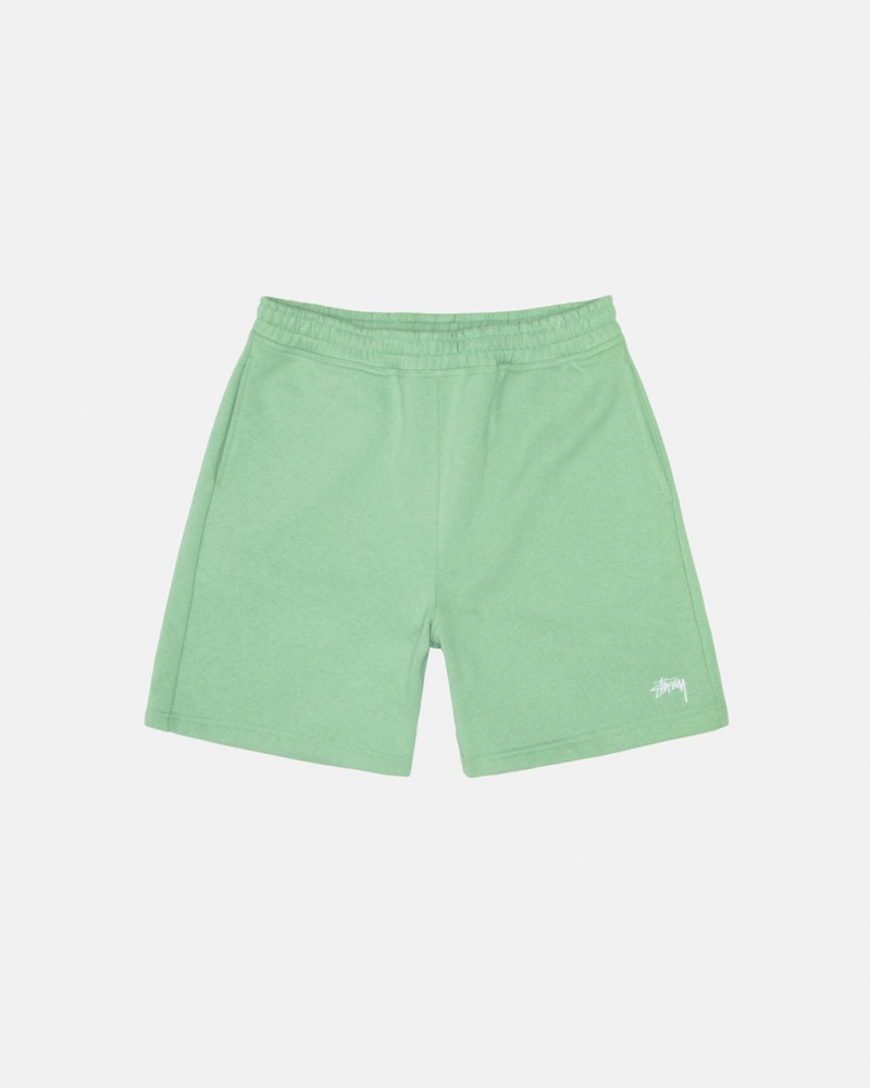 Stussy Stock Logo Sweatshort Women Sweatshorts Green | UUL-4610