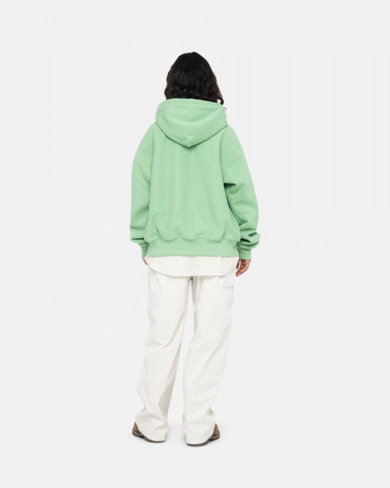 Stussy Stock Logo Zip Hood Men Sweatshirts Green | YBB-3522