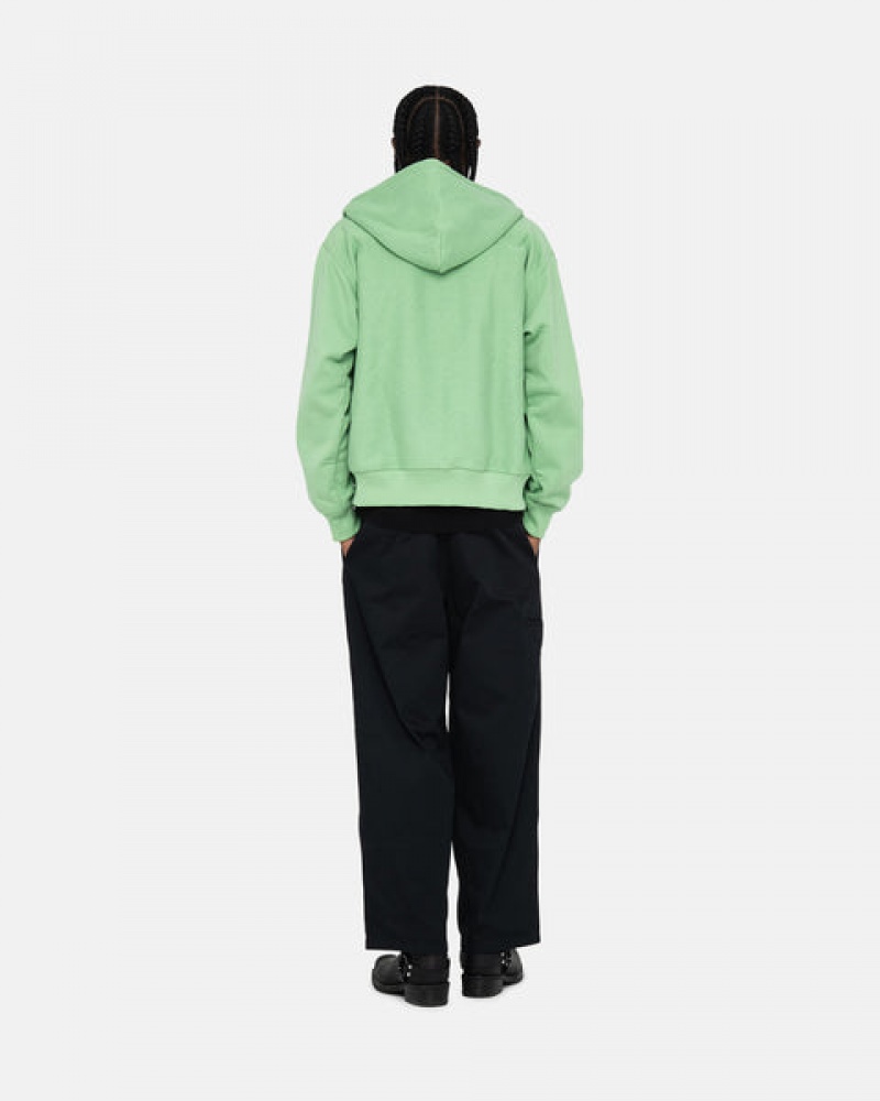 Stussy Stock Logo Zip Hood Women Sweatshirts Green | QCO-3660