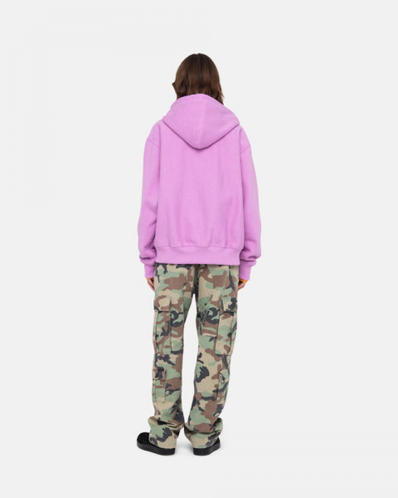 Stussy Stock Logo Zip Hood Women Sweatshirts Purple | MOZ-2707