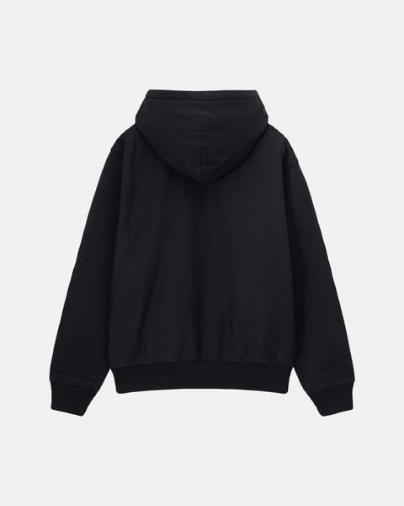 Stussy Stock Logo Zip Hoodie Men Hoodie Black | CJU-4203