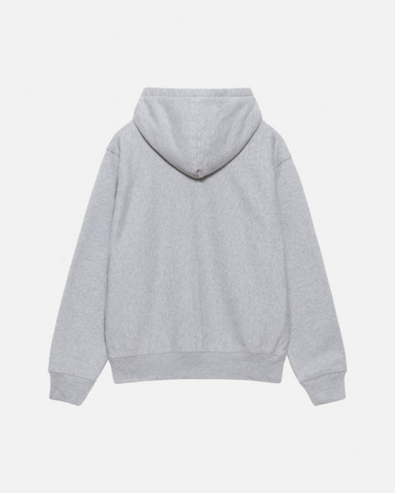 Stussy Stock Logo Zip Hoodie Men Hoodie Grey | MYX-7763