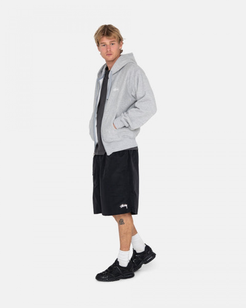 Stussy Stock Logo Zip Hoodie Men Hoodie Grey | MYX-7763